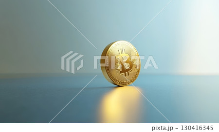 Golden bitcoin stands on a reflective surface, creating a warm glow, symbolizing the potential and allure of cryptocurrency investment in the financial market Golden bitcoin stands on a reflective surface, creating a warm glow, symbolizing the potential and allure of cryptocurrency investment in the financial market 130416345