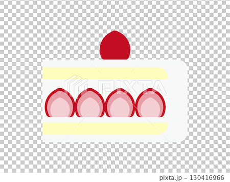 横から見たイチゴのショートケーキのアイコンのイラスト 130416966