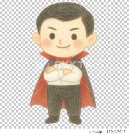 Cute cartoon character of a boy dressed like a dracula, Cute Little Vampire Boy Halloween Illustration 130417045