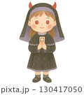 Cute Devil Nun Girl Halloween Illustration 130417050