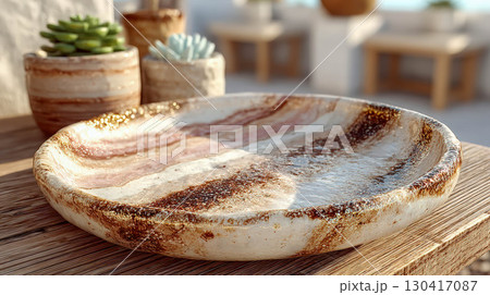 ceramic plate on a minimalist background 130417087