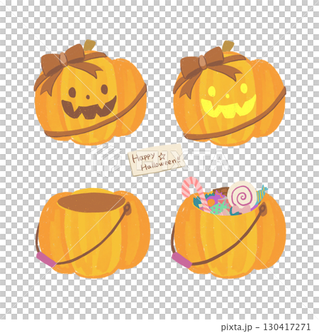 Cute Halloween pumpkin set for trick or treat 130417271