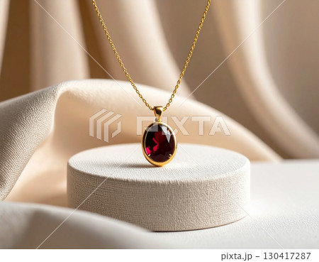 ガーネットのゴールドネックレス 130417287