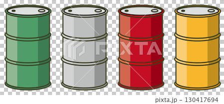 ドラム缶(緑、灰、赤、オレンジ色))のアイコン ドラム缶(緑、灰、赤、オレンジ色))のアイコン 130417694