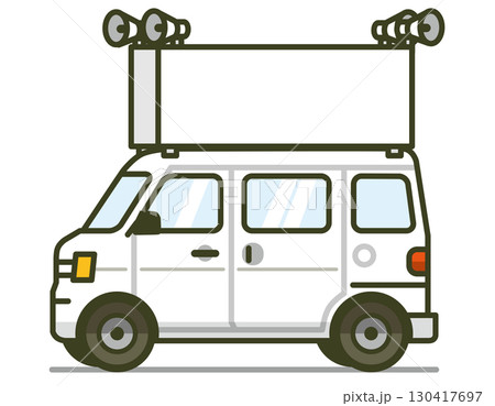 真横の軽自動車（ワゴンの宣伝、選挙カー）のイラスト 130417697
