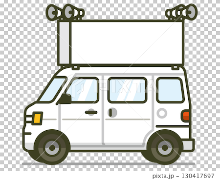 真横の軽自動車（ワゴンの宣伝、選挙カー）のイラスト 130417697
