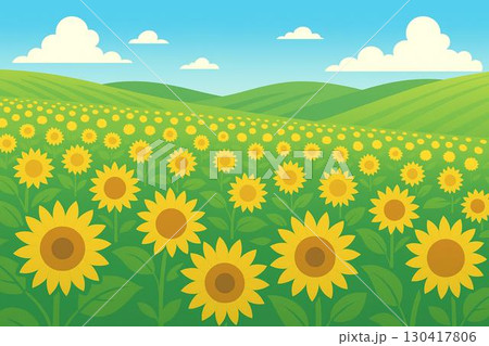 ひまわり畑　ベクターアート 130417806
