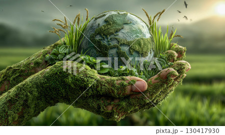 earth globe in hand 130417930