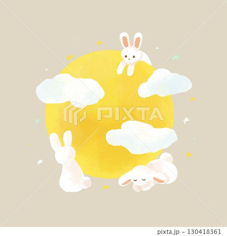 お月見うさぎのイラスト 130418361