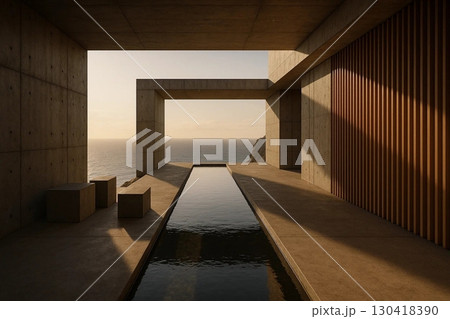 Coastal Concrete Architecture with Infinity Pool and Ocean View 130418390