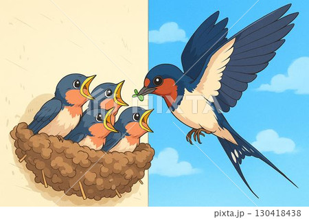 ツバメの子育て ツバメの子育て 130418438