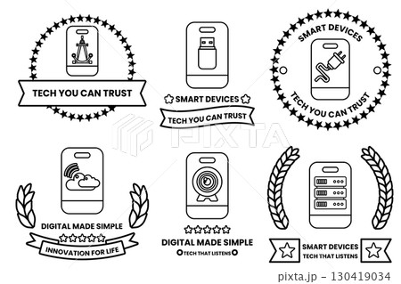 A set of six badges with the words "Tech You Can Trust" 130419034
