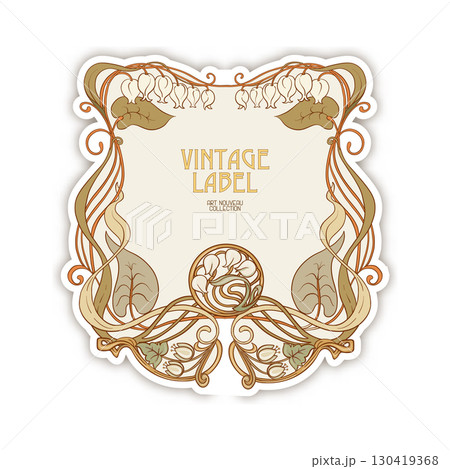 Decorative flowers and leaves in art nouveau style 130419368