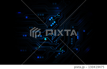 Abstract blue circuit board technology connected lines electronics elements computer motherboard chip processor semiconductor digital on black background vector Abstract blue circuit board technology connected lines electronics elements computer motherboard chip processor semiconductor digital on black background vector 130419475