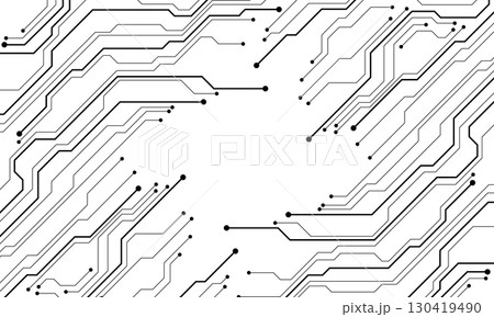 Abstract black circuit board technology connected lines electronics elements computer motherboard chip processor semiconductor digital on white background vector 130419490