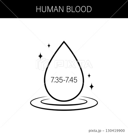 Ph blood icon. Normal human blood ph Level. Health care concept. Flat Vector illustration Ph blood icon. Normal human blood ph Level. Health care concept. Flat Vector illustration 130419900
