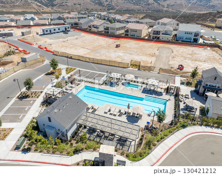 New development real estate. Aerial view of residential houses and driveways neighborhood in south San Diego, Chula Vista 130421212