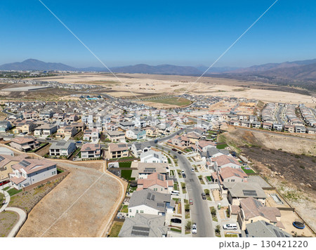 New development real estate. Aerial view of residential houses and driveways neighborhood in south San Diego, Chula Vista 130421220