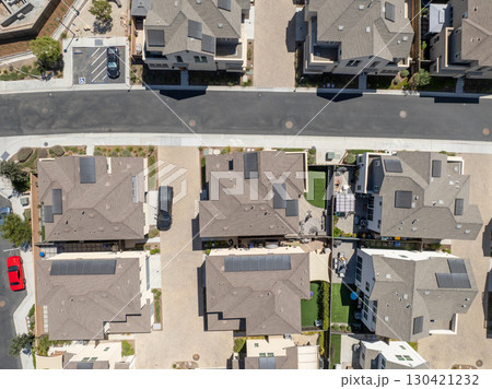 New development real estate. Aerial view of residential houses and driveways neighborhood in south San Diego, Chula Vista 130421232