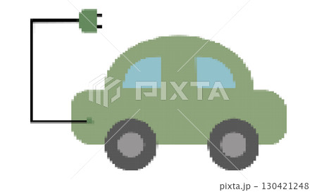 Pixel electric car like in game, green vehicle with charger, nature and planet care concept, cartoon style car for games and websites, kids pixel car on white background, computer interface Pixel electric car like in game, green vehicle with charger, nature and planet care concept, cartoon style car for games and websites, kids pixel car on white background, computer interface 130421248