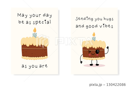 Cute birthday cake character cards Cute birthday cake character cards 130422086