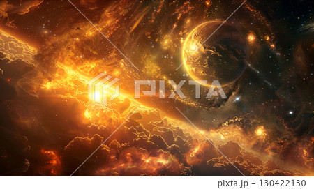 Experience the vastness of space with this breathtaking cosmic scene, featuring vibrant colors 130422130