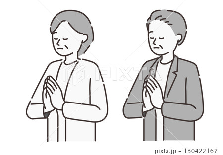 合掌する年配の男性と女性 130422167