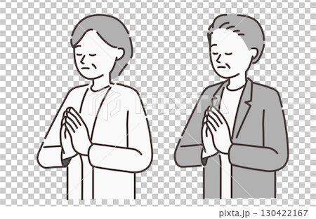 Elderly men and women praying together 130422167