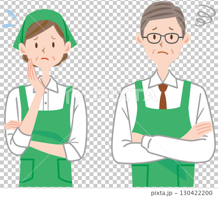 陷入困境的超市店員的插圖，中年，兼職，兼職 130422200