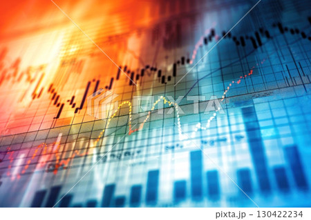Immerse yourself in dynamic financial markets with this vibrant, multi-colored stock chart 130422234