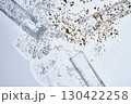 Three test tubes with spilled serums. Demonstration of textures. 130422258