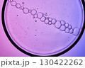 Serum with bubbles in a petri dish on a purple background. 130422262
