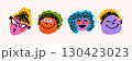 Emoji crayon face doodle set with colorful cartoon heads and playful smiles in sketch style. Face doodle icons with fun happy expressions. Perfect for stickers, social media, kids projects 130423023