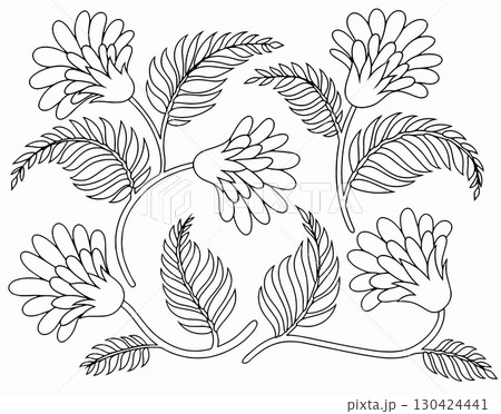 Coloring book. Set of abstract flower ornaments. Vector illustration Coloring book. Set of abstract flower ornaments. Vector illustration 130424441