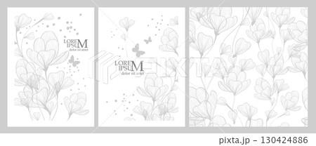 Beautiful wedding invitation card with branches and flowers. hand drawn. Not AI, Vector illustration 130424886