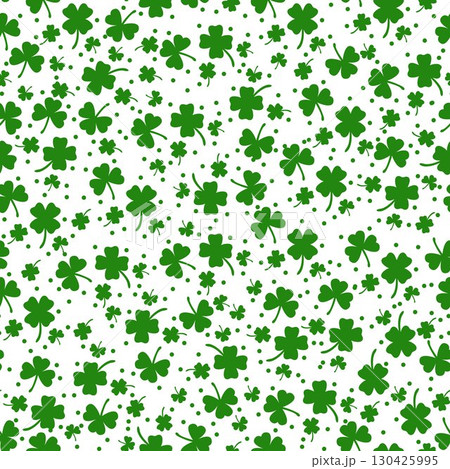 St Patrick s Day Clover seamless pattern. Vector illustration for lucky spring design with shamrock. Green clover isolated on white background. Ireland symbol pattern. Irish decor for web site. St Patrick s Day Clover seamless pattern. Vector illustration for lucky spring design with shamrock. Green clover isolated on white background. Ireland symbol pattern. Irish decor for web site. 130425995