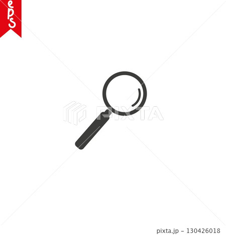 Monochromatic magnifying glass icon. Isolated on white 130426018