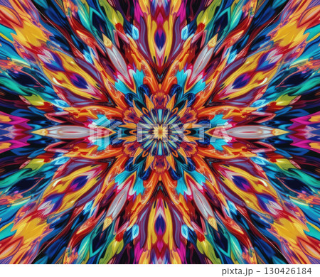 Colorful Kaleidoscopic Abstract Art with Complex Symmetrical Patterns. 130426184