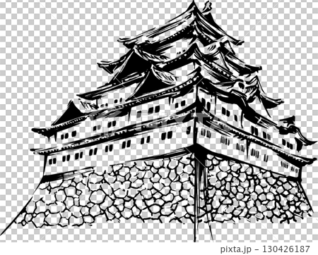 日本城堡的水墨畫插圖 日本城堡的水墨畫插圖 130426187