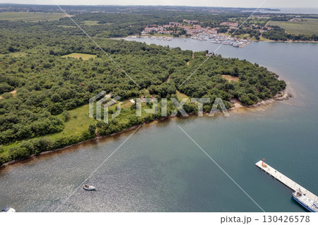 Aerial drone view of seaside Cervar-Porat, Istria, Croatia. 130426578
