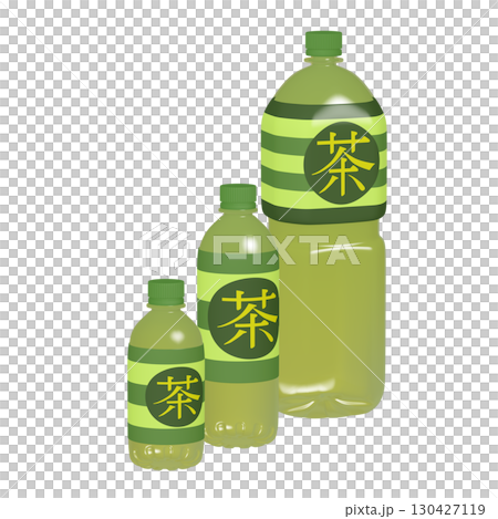 日用品のイラスト素材　ペットボトル　お茶　大中小組み合わせ（1_1） 130427119