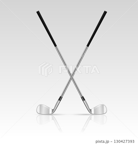 Crossed Golf Clubs Vector Illustration. Golf Tournament Symbol, Golf Club Icon, Professional Golf Equipment Design, Golf Championship Poster, Logo Template. Sport Concept 130427393