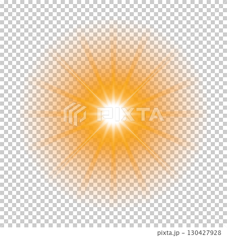Orange radial light effect on transparent background 130427928