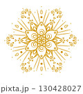 Traditional indian rangoli gold art vector design wtih flowers lotus, peacock eyes, lights for festive celebrations and decor. Mandala. 130428027