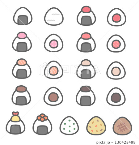かわいいおにぎりのイラストセット 130428499