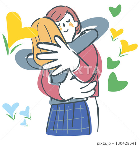 強く抱き合う親子　ストックイラスト素材 130428641