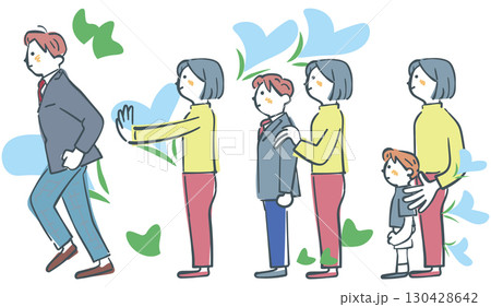 子どもの成長と親子の繋がり　セットのストックイラスト素材	 130428642