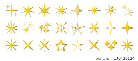 Stars and sparkles gradient futuristic gold icon set, vector monochrome metal sparks signs, vintage y2k flash symbols, yellow metallic shining shapes with different patterns Stars and sparkles gradient futuristic gold icon set, vector monochrome metal sparks signs, vintage y2k flash symbols, yellow metallic shining shapes with different patterns 130429124