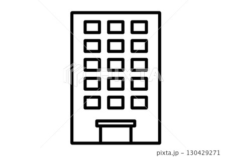 シンプルなビルやホテルの建物アイコン シンプルなビルやホテルの建物アイコン 130429271