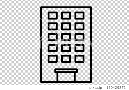 シンプルなビルやホテルの建物アイコン シンプルなビルやホテルの建物アイコン 130429271
